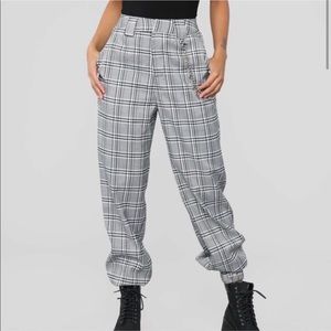 Black and Gray Plaid Joggers